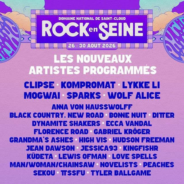 Rock en Seine 2026 22e édition festival saint cloud affiche programmation billetterie